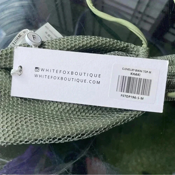 NWT White Fox swim bandeau halter shimmer green bikini top ✨ - Picture 2 of 5